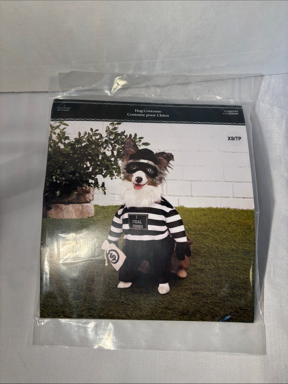 Source Unknown Black & White Striped Dog Burglar Costume
